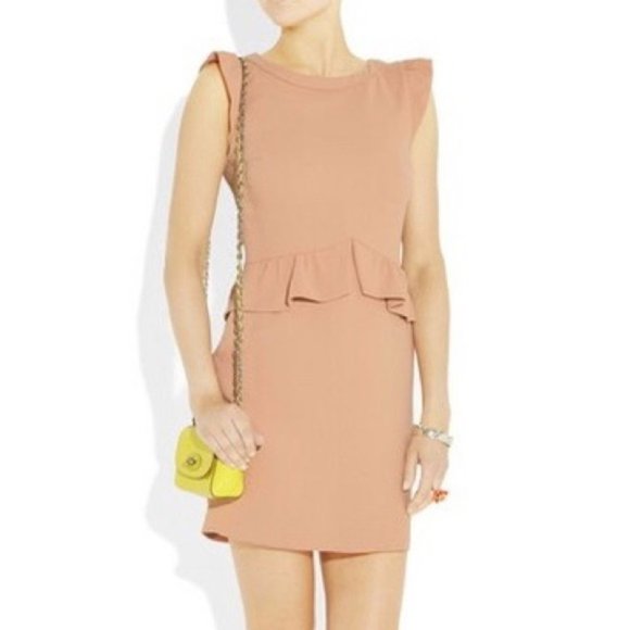Sandro Dresses & Skirts - Sandro Peach shade Peplum Resonance mini dress  ruffle sleeves size 1 (small)